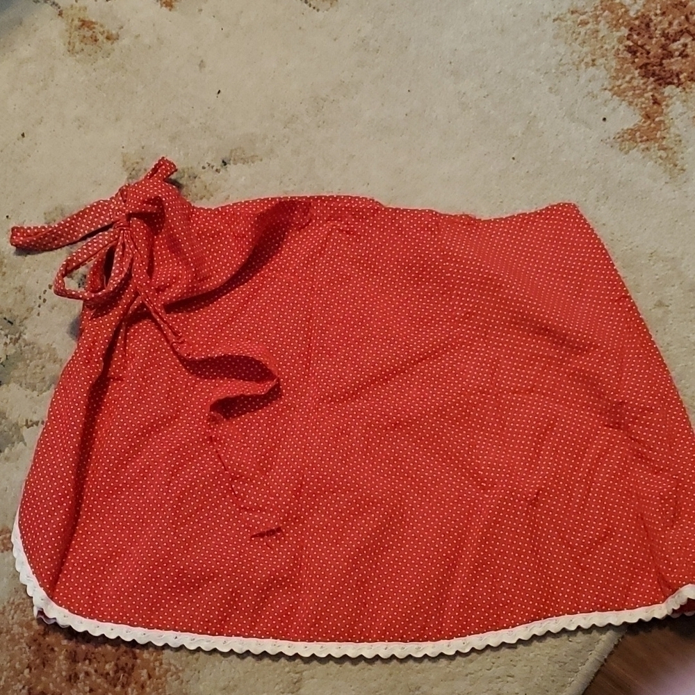 Darling red and white poka dot wrap skirt size small